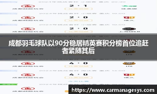 成都羽毛球队以90分稳居精英赛积分榜首位追赶者紧随其后